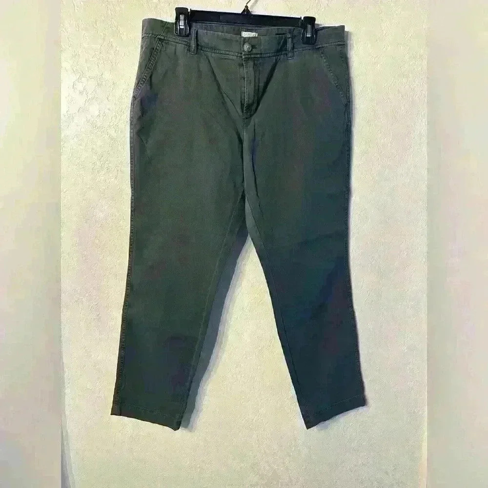 J.Crew Straight Leg Chino Pants Women's 12 Gray Stretch Mid Rise Casual NWT